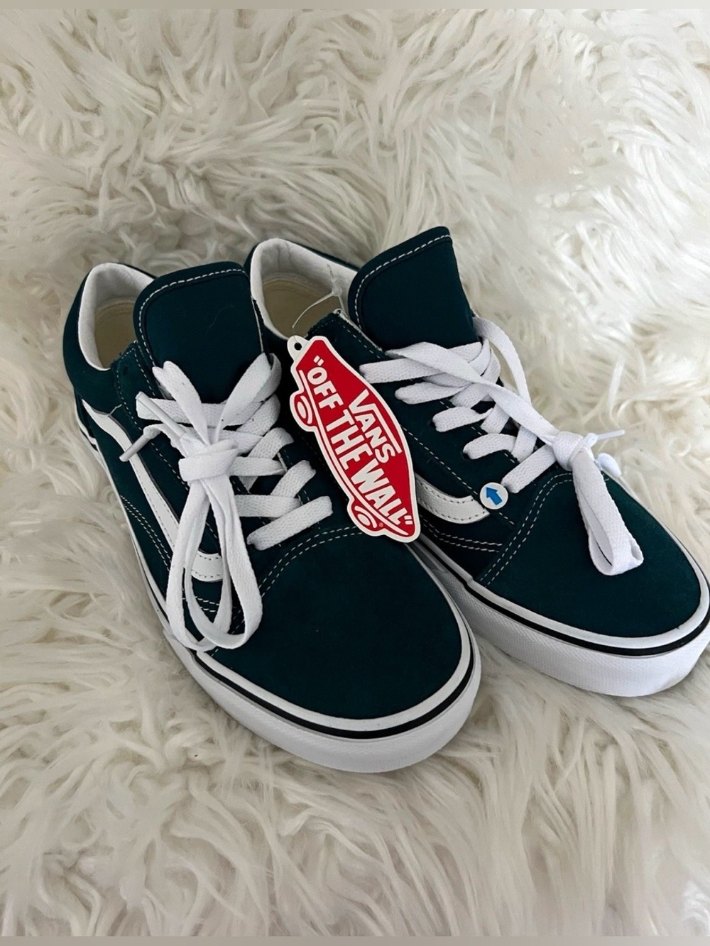 Vans • Old Skool Teal Green Sneakers with White Stripe